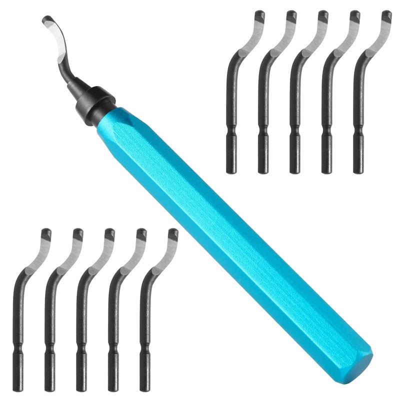 Aleric Deburring Tool Set with 11pcs High Speed Steel Swivel Blades, Deburring Tool 3D Printing Burr Removal Blades, Deburring Tools for Metal, Resin, PVC Pipes, Copper, Plastic, Aluminum - Image 1
